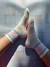 Load image into Gallery viewer, In my Lagree Era Grippy Socks - retro pink and light blue