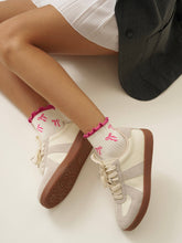Load image into Gallery viewer, Hot Pink Bow Ruffle Grippy Socks