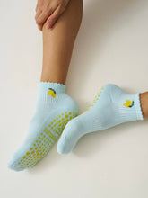 Load image into Gallery viewer, Lemon Cropped Crew Grippy Socks