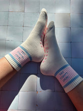 Load image into Gallery viewer, In my Lagree Era Grippy Socks - retro pink and light blue