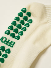 Load image into Gallery viewer, Green Bow Ruffle Grippy Sock