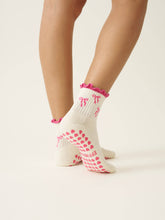 Load image into Gallery viewer, Hot Pink Bow Ruffle Grippy Socks