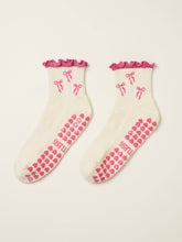 Load image into Gallery viewer, Hot Pink Bow Ruffle Grippy Socks
