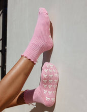 Load image into Gallery viewer, Pink Bow Grippy Socks
