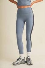 Load image into Gallery viewer, Side Contrast Block Legging: Dusty Blue
