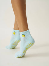 Load image into Gallery viewer, Lemon Cropped Crew Grippy Socks
