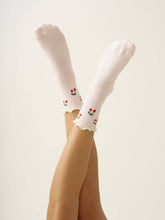 Load image into Gallery viewer, Cherry Ruffle Grippy Sock
