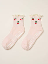 Load image into Gallery viewer, Cherry Ruffle Grippy Sock
