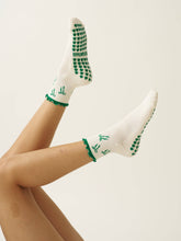 Load image into Gallery viewer, Green Bow Ruffle Grippy Sock
