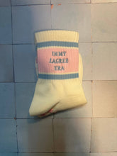 Load image into Gallery viewer, In my Lagree Era Grippy Socks - retro pink and light blue
