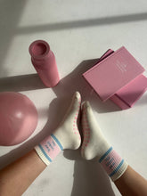 Load image into Gallery viewer, In my Lagree Era Grippy Socks - retro pink and light blue
