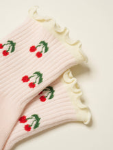 Load image into Gallery viewer, Cherry Ruffle Grippy Sock
