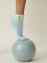 Load image into Gallery viewer, Lemon Cropped Crew Grippy Socks
